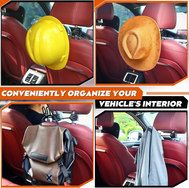 Feekoon 1 Pcs Hard Hat Holder for Truck, Hard Hat Accessories for Truck SUV Car Seat to Keep Cap Shape, Car Seat Back Organizers for Clothes Cowboy Caps (Black) - Image 2
